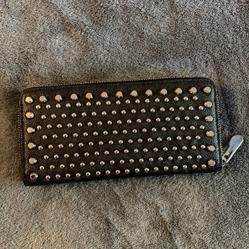 Michael Kors Studded Black Leather Wallet